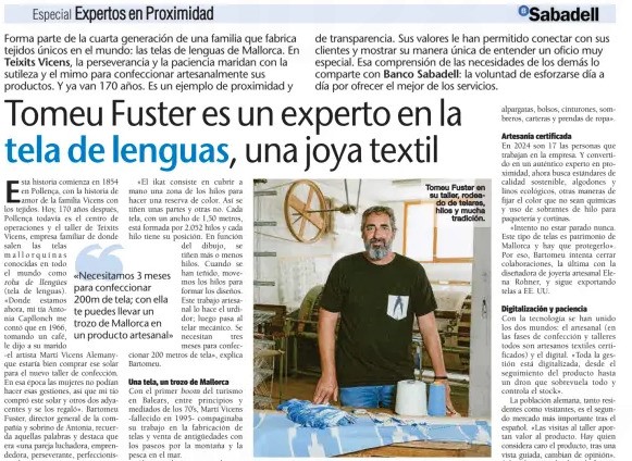 Tomeu Fuster, de Teixits Vicenç, habla de la tela de lengüetas en Ultima Hora